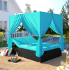 U_STYLE Outdoor Patio Wicker Sunbed Daybed with Cushions, Adjustable Seats