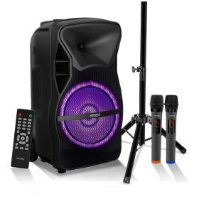 5 CORE 12 Inch TWS PAIR Bluetooth Party Speakers 500 Watt Portable Karaoke PA System Rechargeable Loud Speaker + Tripod Stand & 2x Wireless Mics LED L