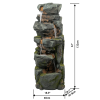 52" Tall 5-Tier Polyresin Fountain, Natural Rock Stone Water Feature for Patio & Backyard, Large Freestanding Fountain with LED Light