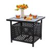 Patio/Pool Side Table with 1.57" Umbrella Hole  Metal Black  Deck Garden MEOOEM