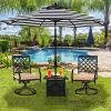 Patio/Pool Side Table with 1.57" Umbrella Hole  Metal Black  Deck Garden MEOOEM