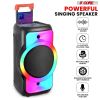 5 Core Karaoke Machine Bluetooth Portable Singing PA Speaker System w Cool DJ Light Support FM + TWS + USB + Memory Card + AUX + REC Party Speakers In