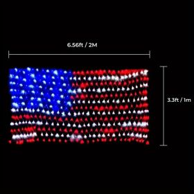 American Flag Net Light; Outdoor Waterproof Mesh Lights; LED String Light; Multicolor Lights