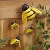 Metal Bumble Bee Wall Decor; 3D Iron Bee Art Sculpture Hanging Wall For Outdoor Home Garden4pcs; Metal Wall Art;