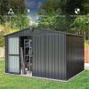 Outdoor Storage Shed 10'x 8', Metal Garden Shed for Bike, Trash Can, Tools, Galvanized Steel Outdoor Storage Cabinet with Lockable Door for Backyard