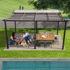 11 X 16 FT Outdoor Living Outdoor Retractable Pergola with Weather-Resistant Canopy Aluminum Garden Pergola Patio Grill Gazebo for Courtyard -Dark Gra