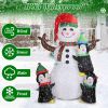 5.9FT Christmas Inflatable Outdoor Decoration Snowman/w Penguins Blow Up Yard Decoration with LED Light Built-in Air Blower Winter Holiday Christmas