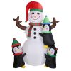 5.9FT Christmas Inflatable Outdoor Decoration Snowman/w Penguins Blow Up Yard Decoration with LED Light Built-in Air Blower Winter Holiday Christmas