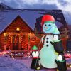 5.9FT Christmas Inflatable Outdoor Decoration Snowman/w Penguins Blow Up Yard Decoration with LED Light Built-in Air Blower Winter Holiday Christmas