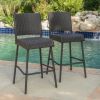 Dark Brown Wicker Outdoors Barstools - Set of 2