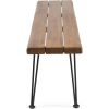 Acacia Wood Bench Hairpin Legs, Teak and Rustic Metal