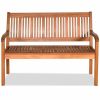 Two Person Solid Wood Garden Bench with Curved Backrest and Wide Armrest