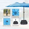 15x9ft Large Double-Sided Rectangular Outdoor Twin Patio Market Umbrella with light and base- blue [Weekend can not be shipped, order with caution]