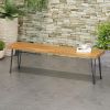 Acacia Wood Bench Hairpin Legs, Teak and Rustic Metal