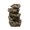 18.9x16.1x30.3" Decorative 5 Tier Wood Rock Inspired Water Fountain with Lights and Pump, Brown