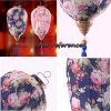 Traditional Chinese Cloth Lantern Painted Home Garden Hanging Decorative Lampshade 14" , Light blue peony