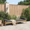 Patio Bench with Cushion Gray Poly Rattan Acacia