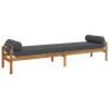 Patio Bench with Cushion Gray Poly Rattan Acacia