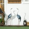 Outsunny Crane Garden Statues, 28.5" & 29" Standing Bird Sculptures, Metal Yard Art Decor for Lawn, Patio, Backyard, Landscape Decoration Set of 2