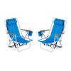 Folding Beach Chair Set of 2 for Adults, 4 Position Portable Backpack Foldable  Blue