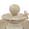 15.7x15.7x26.4" Decorative Two-Tiered White Outdoor Water Fountain with Bird Accents