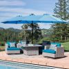 15x9ft Large Double-Sided Rectangular Outdoor Twin Patio Market Umbrella with light and base- blue [Weekend can not be shipped, order with caution]