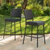 Dark Brown Wicker Outdoors Barstools - Set of 2