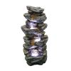 Outdoor Fountain 40inches Poly-resin Rock Water Fountain with LED Lights