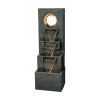 39.3inches High Modern Floor Fountain Outdoor with LED Lights