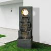 39.3inches High Modern Floor Fountain Outdoor with LED Lights