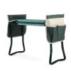 Outdoor 2-in-1 Garden Stool and Kneeler;  Garden Bench with Tool Bags;  Kneeling Pad; Green