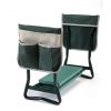 Outdoor 2-in-1 Garden Stool and Kneeler;  Garden Bench with Tool Bags;  Kneeling Pad; Green