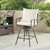 Outdoor Patio Swivel Bar Stool Height Adjustable Barstool with Cushions