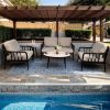 5PC Outdoor Aluminum Patio Furniture,Modern Chat Sofa Conversation Set