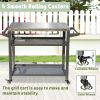 3-Shelf Outdoor Grill Table, Grill Cart with Wheels, Outdoor Pizza Oven and Food Prep Table, Blackstone Table with Stainless Steel Tabletop