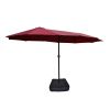 15x9ft Large Double-Sided Rectangular Outdoor Twin Patio Market Umbrella with light and base- red [Weekend can not be shipped, order with caution]