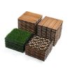 36pcs DIY wood-plastic carbonized floor, 8pcs simulated lawn, waterproof and sunscreen - transform your outdoor space!