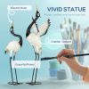 Outsunny Heron Garden Statues, 35.5" & 40.5" Standing Bird Sculptures, Metal Set of 2