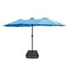 15x9ft Large Double-Sided Rectangular Outdoor Twin Patio Market Umbrella with light and base- blue [Weekend can not be shipped, order with caution]