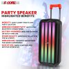 5 Core Bluetooth Speaker Karaoke Machine • 8" 3 Way Speaker • Portable Singing PA System • w DJ Light • FM + TWS + USB + SD Card + AUX + REC • Party S