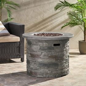 Outdoor 32" Round MgO Propane Fire Pit, Grey Top - 40,000 BTU