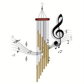 Golden Vintage Wind Chime 21.6 Inches (12 Aluminum Tubes With Hooks), Creative Gift