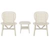 3 Pieces Hollow Design Retro Patio Table Chair Set All Weather Conversation Bistro Set Outdoor Table with Open Shelf and Lounge Chairs with Widened Se