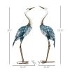 Outsunny Crane Garden Statues, 28.5" & 29" Standing Bird Sculptures, Metal Yard Art Decor for Lawn, Patio, Backyard, Landscape Decoration Set of 2