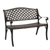 40.5" Outdoor Cast Aluminum Bench With Mesh Backrest Seat Surface RT