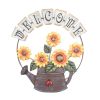 Iron Welcome Hanging Sign Metal Kettle Yellow Sunflower Outdoor Garden Wall Hanging Sign Villa Courtyard Decor