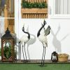 Outsunny Heron Garden Statues, 35.5" & 40.5" Standing Bird Sculptures, Metal Set of 2