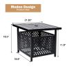 Patio/Pool Side Table with 1.57" Umbrella Hole  Metal Black  Deck Garden MEOOEM