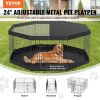 VEVOR Dog Playpen, 8 Panels Foldable Metal Dog Exercise Pen with Top Cover and Bottom Pad, 24" H Pet Fence Puppy Crate Kennel