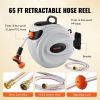 VEVOR Retractable Hose Reel Water Hose Reel 65'x5/8" 180° Swivel Wall-Mounted